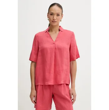 Dámská halenka Lněná halenka United Colors of Benetton dámská, červená barva, hladká, 5BMLDQ0B6 33X, vel. M