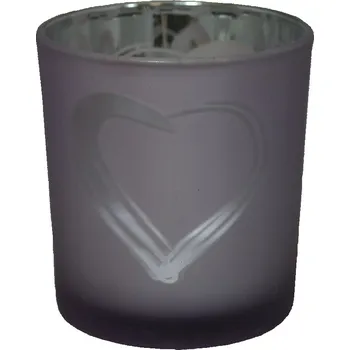 Svícen Svícen skleněný srdce lila velký 9306161