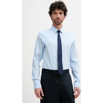 Pánská košile Košile Calvin Klein pánská, modrá barva, slim, s klasickým límcem, LV019EU000 50X, vel. 41