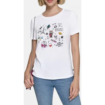 Dámské tričko Dámské bílé triko Karl Lagerfeld Paris - Velikost S, Barva Bílá 56226 L4WHC830