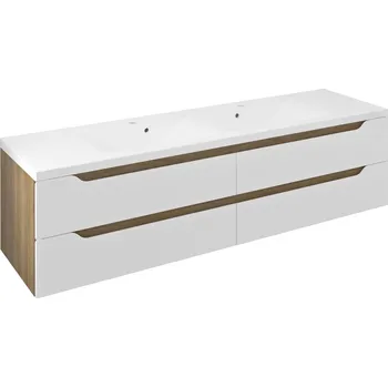 Koupelnový nábytek Sapho Wave Dvojumyvadlová skříňka 179,7x50x47,8cm, bílá/dub cuneo, WA180-3025