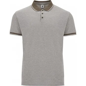 Pánské oblečení Roly Bavlněná pánská piké polokošile Bowie s kontrastními proužky 200 g/m Barva: hnědá melír, Velikost: XXL RY0395