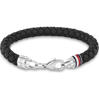 Náramek Černý splétaný kožený náramek TOMMY HILFIGER Iconic TH - Tommy Hilfiger