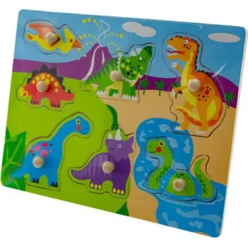 puzzle pro nejmenší TULIMI Dřevěné zábavné puzzle vkládací 30 x 22,5 cm Dinosauři