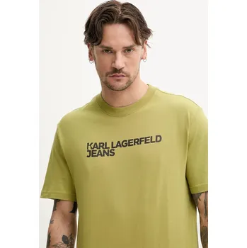 Pánské tričko Bavlněné tričko Karl Lagerfeld Jeans zelená barva, s potiskem, A1M17002 91X, vel. XXL