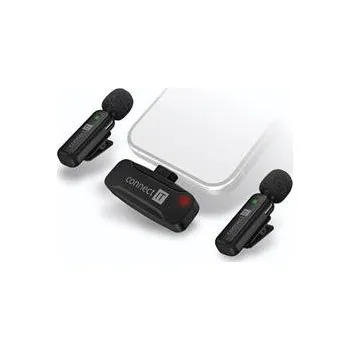 Mikrofon CONNECT IT Wireless Lavalier mikrofon USB-C konektor (2 ks + receiver) set ČERNÝ
