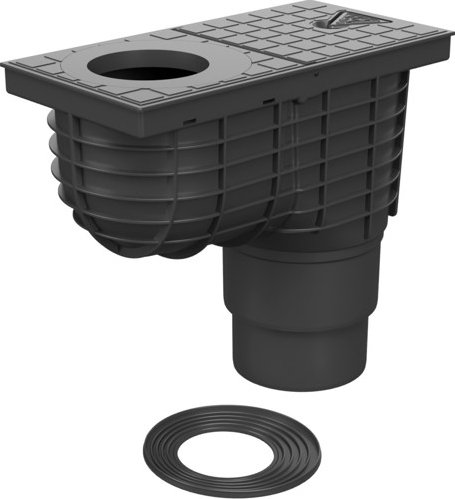 MIDAS Gaiger DN 100/125 spodní černý, vložka víka 75-125mm(kroužek), se suchou protizáp. klapkou