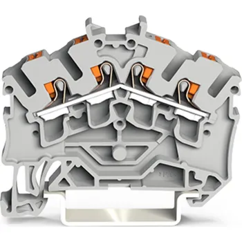 modulární přístroj a rozvaděč WAGO Svorka 2202-6401 4vodičová průchozí s ovládacím tlačítkem 2,5 mm², šedá 2202-6401