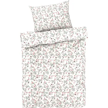 Povlečení LIVARNO home Ložní povlečení z mikrovláknitého saténu, 140 x 200 cm, 70 x 90 cm (květiny/bílá)