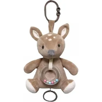 Hračka pro kojence Tulilo Závěsná plyšová hračka s melodií a chrastítkem Srnka, 18 cm - béžová