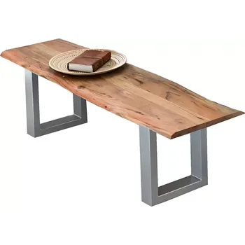 Lavice Andrea 150 cm světlá stříbrné nohy (Masivní akácie a stříbrná ocel - dokonalá kombinace)