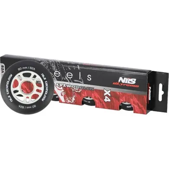 Kolečko k in-line bruslím Matná kolečka NILS Extreme PU 80x24 82A, černá, 4 ks