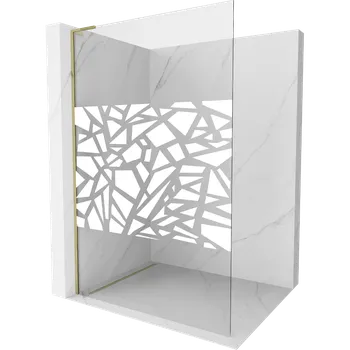Mexen Kioto L sprchová stěna Walk-in 90 x 200 cm, bílý vzor, zlatá - 800-090-103-50-85 Sprchové stěny