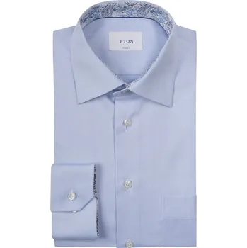 Pánská košile Velké Velikosti - Eton - Keprová košile s kašmírovým podložením, classic fit - 45 - Světle Modrá