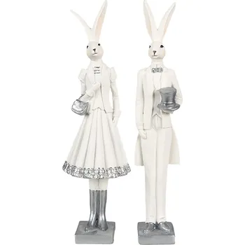 Vánoční dekorace Dekorace zaječí slečna v bílé sukni a saku s kabelkou - 10*9*32 cm