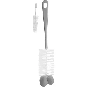 BABYONO Kartáč s houbou na láhve a dudlíky - šedá