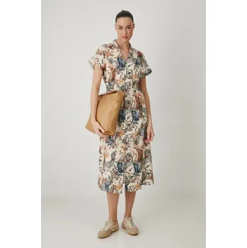 Dámské šaty Šaty s příměsí lnu Medicine RS25.SUD806 béžová 01B, vel. M