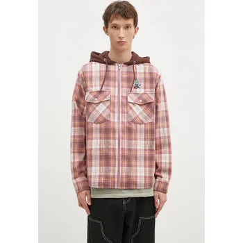 Pánská košile Košile s příměsí vlny ICECREAM Hooded Flannel Zip Through hnědá barva, relaxed, IC24435 88X, vel. XL