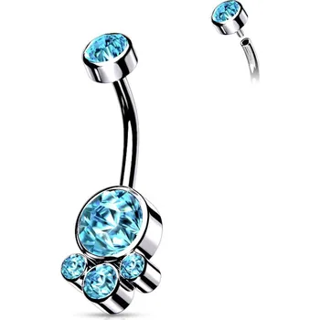 Piercing Ocelový piercing do pupíku (tyrkysová)