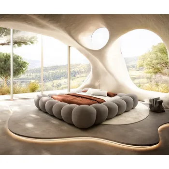 Postel DELIFE Čalouněná postel Perlla 180x200 cm strukturovaná látka soft taupe