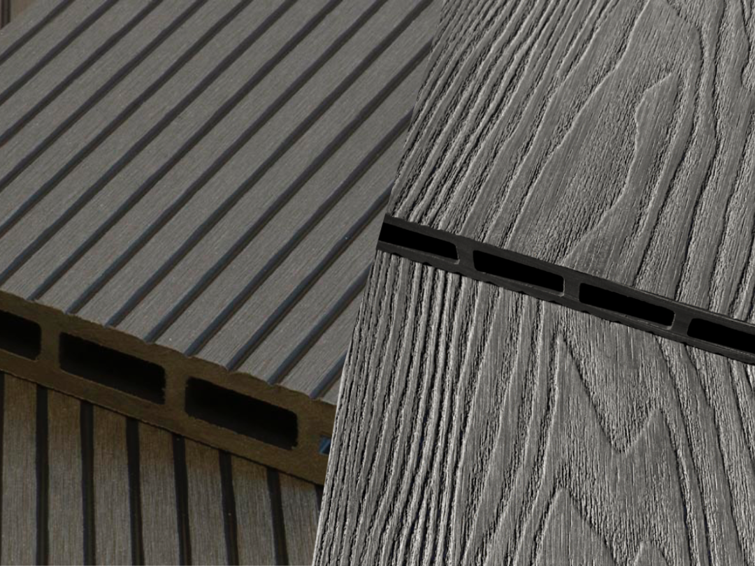 DAKOTA Living WPC terasová prkna LIGHT Smoke WPC LIGHT: 22x145x2000 mm / Rovná / Drážky + Dekór dřeva