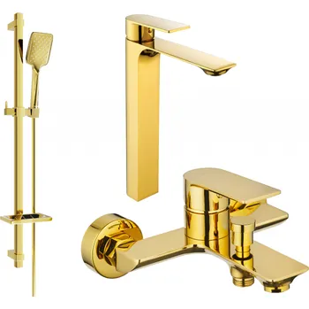 Vodovodní baterie Mexen Alexa DQ62 vanová sada, zlatá - 71213DQ62-50 Bateriové soupravy