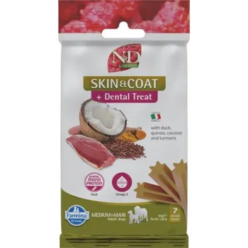 Pamlsek pro psa N&D Quinoa Dog Dental Snack Skin & Coat M/L Duck 100 g