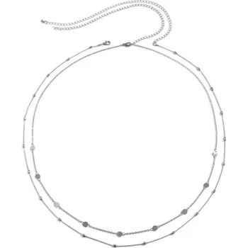 Souprava šperků B-TOP Sada 2 ks elegantních řetízků na pas s perličkami a plochými kolečky Druh barvy: Stříbrná