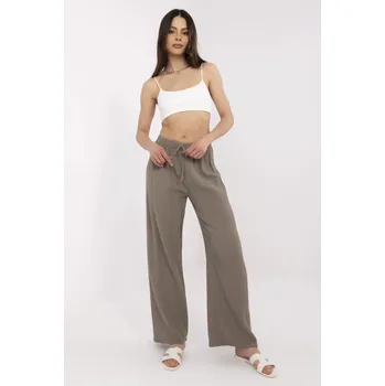 Dámské kalhoty Och Bella Mušelínové kalhoty Liana hnědé Velikost: L