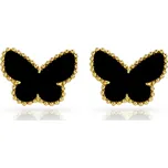 Majya Stříbrné náušnice LUCKY AMELIE black pozlacené Ag/; ≤2,15 g 11826