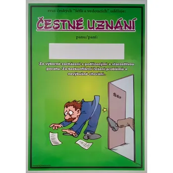 Čestné uznání - Svaz šéfů a vedoucích - v plastu