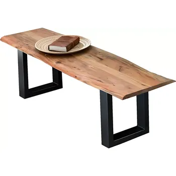 Lavice Andrea 150 cm světlá černé nohy (Masivní akácie a černé nohy - mix přírody a modernosti)