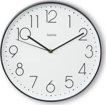 Hodiny Hama Corsica, nástěnné hodiny, průměr 30 cm, tichý chod, bílé/černé