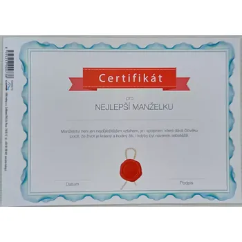 Certifikát manželka - pevný papír