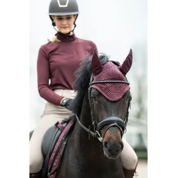 Čabraka pro koně Háčkovaná čabraka HKM zdobená decentním lemováním Barva: bordeaux, Velikost: FULL