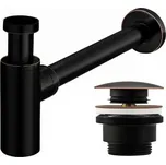 REA - Umyvadlový sifon s výpustí click-clack černý s proužkem REA-A8536