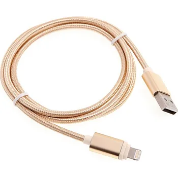 Datový kabel Synchronizační a nabíjecí kabel Lightning pro Apple iPhone / iPad / iPod - nylonový - &nbsp;zlatý (Champagne) - 1m