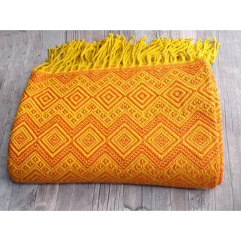 Přehoz na lůžko Deka/pléd z lamí vlny (žlutooranžová)