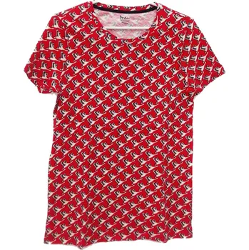 Pánské tričko Tričko červené s bílými ptáky Velikost: 36