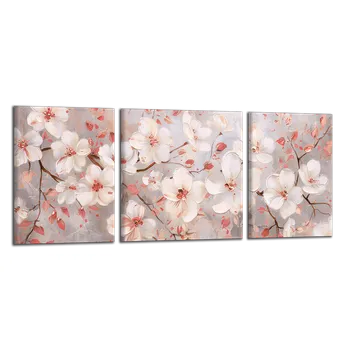 Obraz Obraz na plátně Květy a růžové listy , třídílný 3890CZ