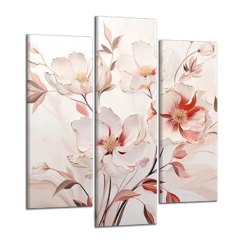 Obraz Obraz na plátně Zlaté a růžové květy , třídílný 3134CY