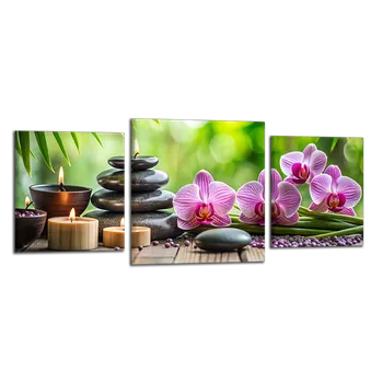 Obraz Obraz na plátně Orchideje a svíčky , třídílný 3962CZ