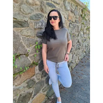 Pánská móda Bavlněné tričko khaki Velikost: UNI: XS - L