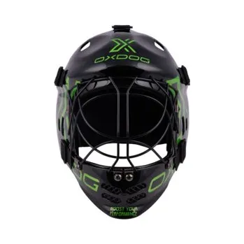 Florbalová maska Oxdog XGUARD HELMET Brankářská maska černá / zelená, Junior - max 52 cm, černá