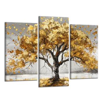 Obraz Obraz na plátně Strom a zlaté listy , třídílný 3802CX