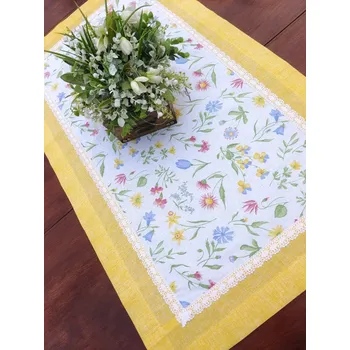 ubrus Ubrus - jarní kvítí v kombinaci se žlutou v režném efektu