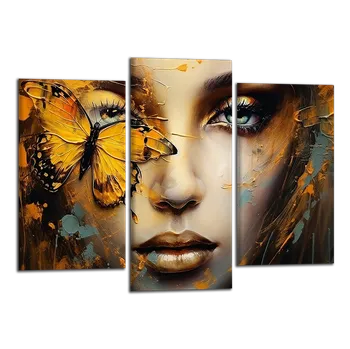 Obraz Obraz na plátně Žena a motýl , třídílný 3322CX