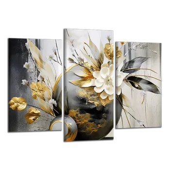Obraz Obraz na plátně Bílé květy v moderní váze , třídílný 3603CX