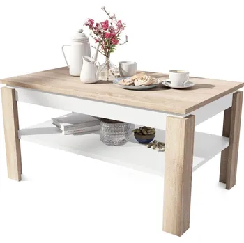 Konferenční stolek Rozkládací konferenční stůl se zvedací deskou a policí ADEN dub sonoma/bílá