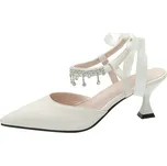 Bílé lodičky s pásky a kamínky - 37 Barva: Bílá, Velikost: 37